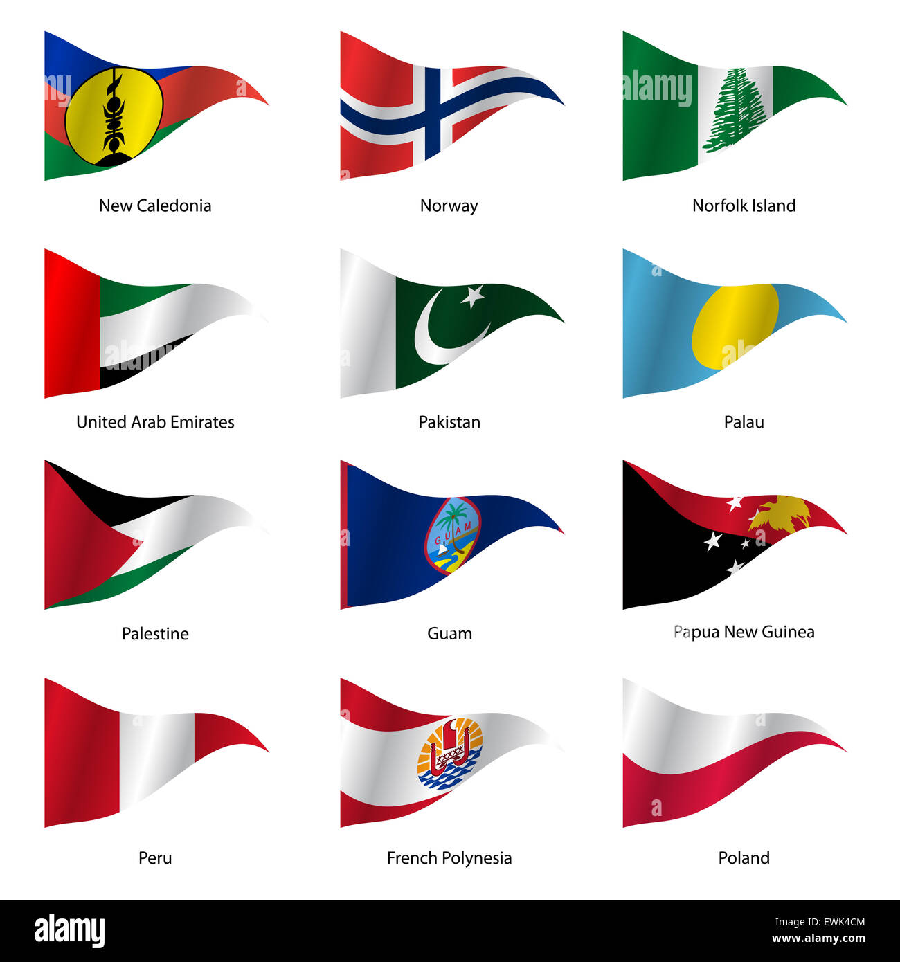 Set  Flags of world sovereign states. Stock Photo