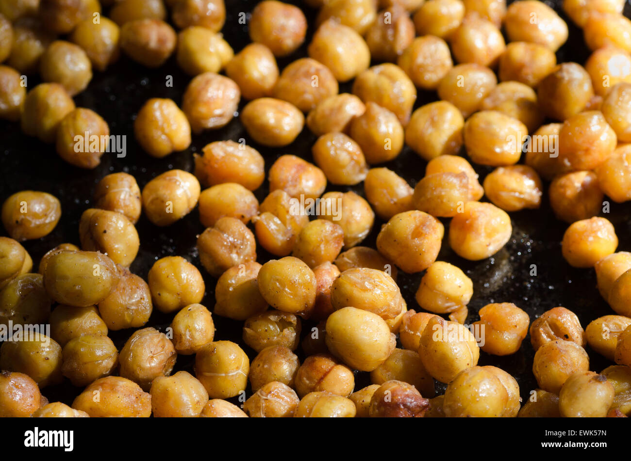 closeup to crispy roasted chickpeas - garbanzo beans Stock Photo