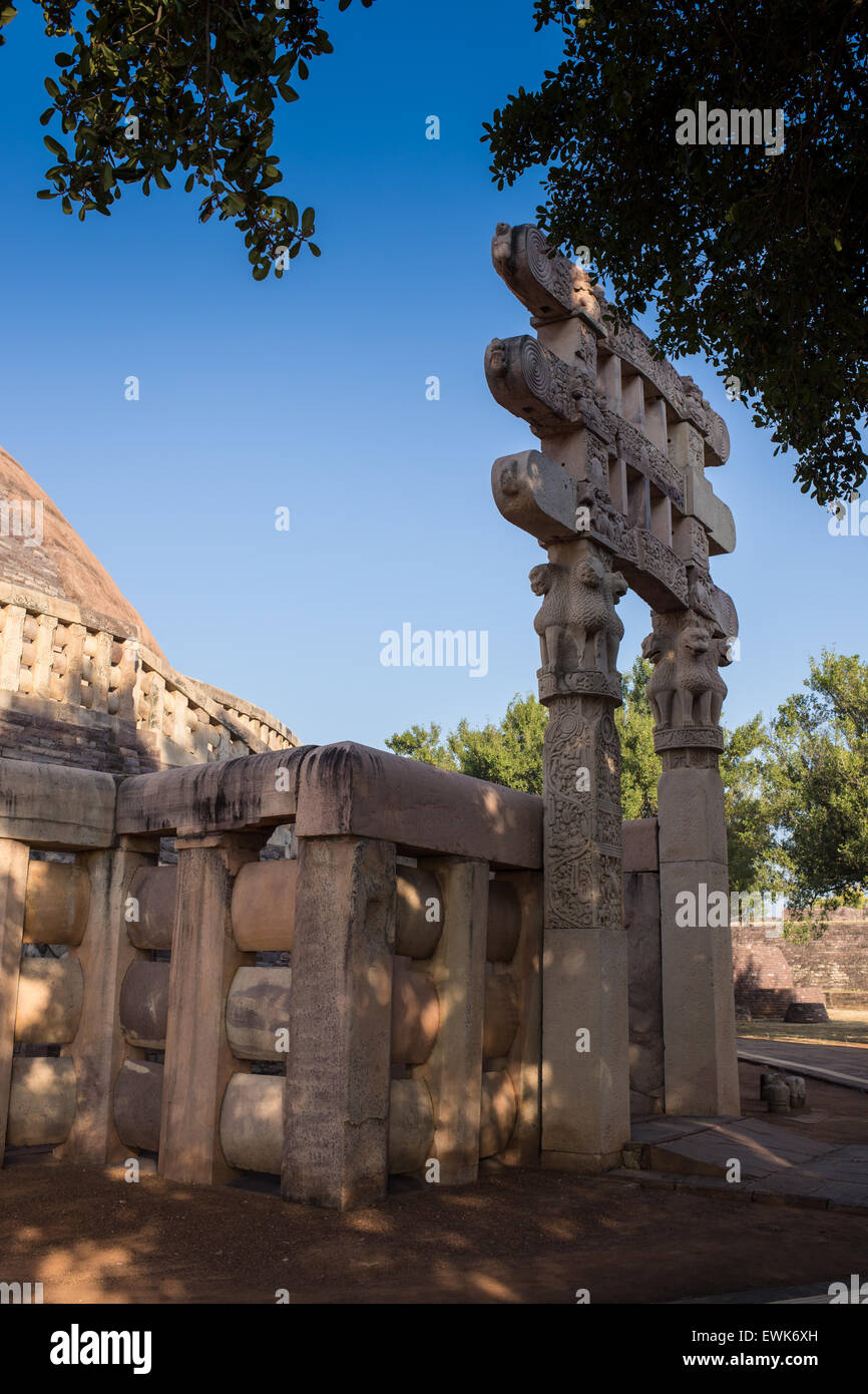 Ancient Great Stupa in Sanchi, in the India Stock Photo