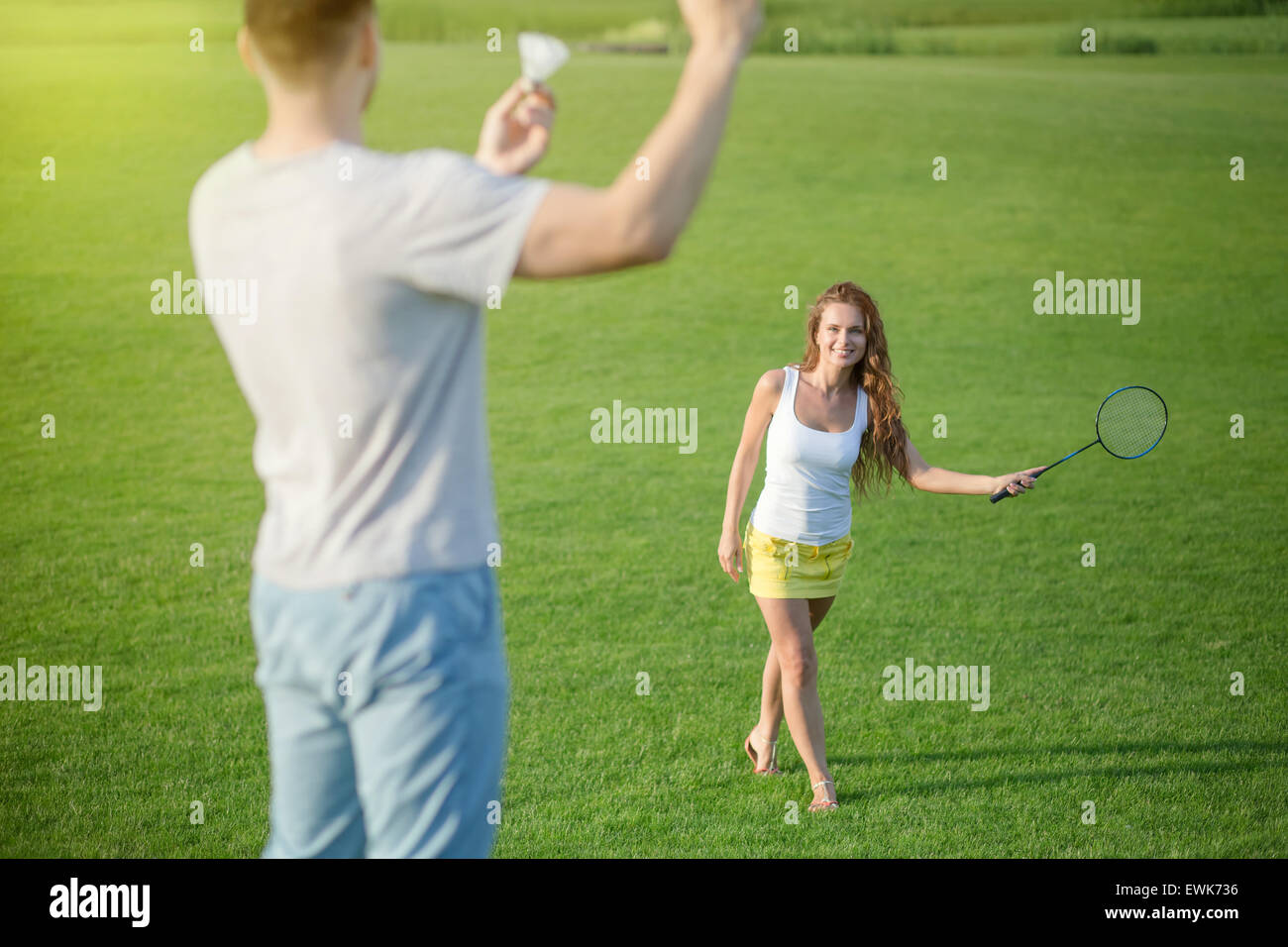 Couple in picnic Stock Photo - Alamy