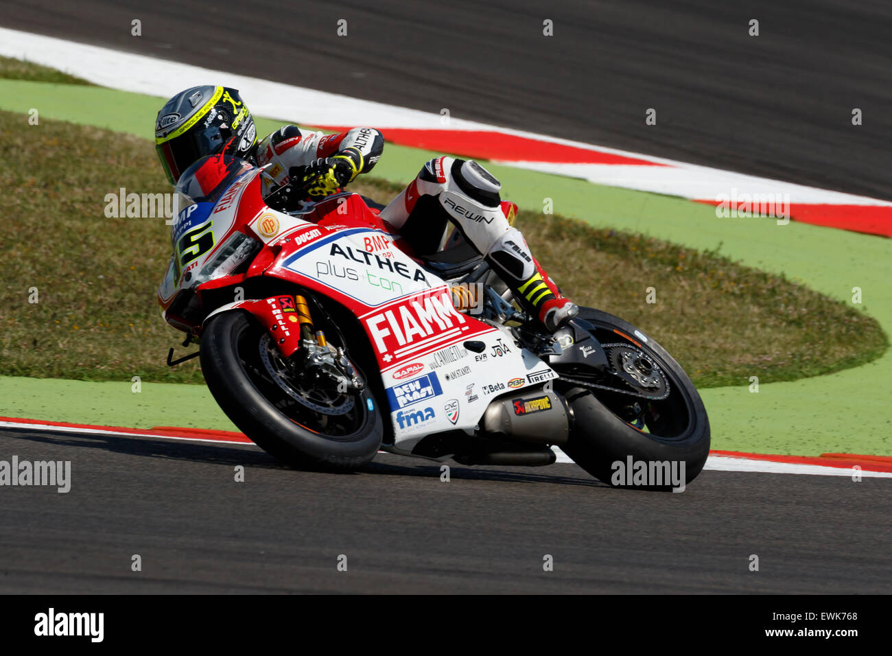 Misano Adriatico, Italy - June 20, 2015: Ducati Panigale R of Althea Racing Team, driven by BAIOCCO Matteo Stock Photo