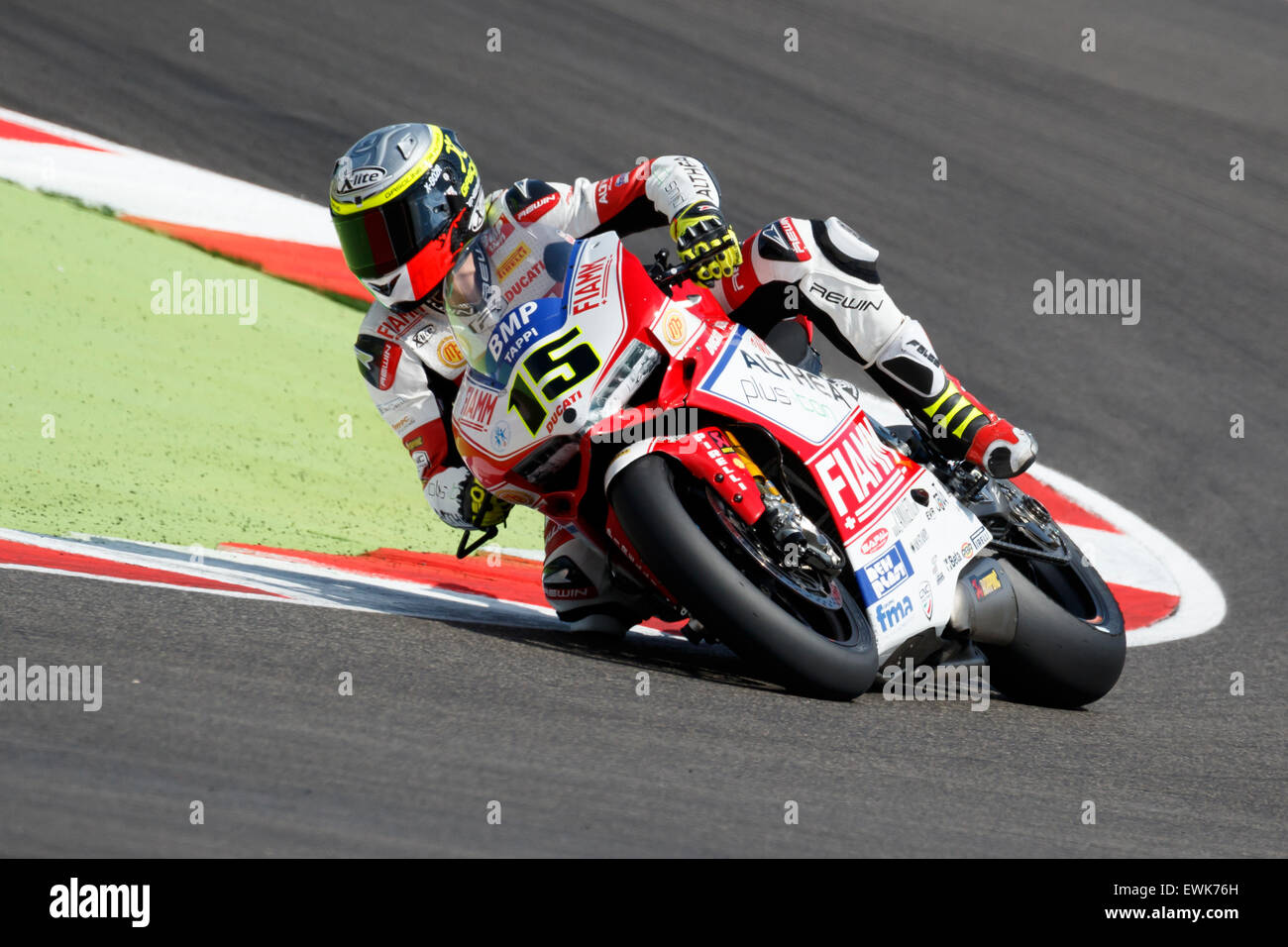 Misano Adriatico, Italy - June 20, 2015: Ducati Panigale R of Althea Racing Team, driven by BAIOCCO Matteo Stock Photo