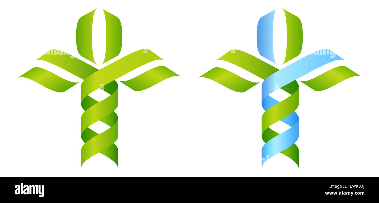 DNA Tree symbol, a DNA double helix growing into a stylised plant tree shape. Great for medical, science, research or other natu Stock Photo