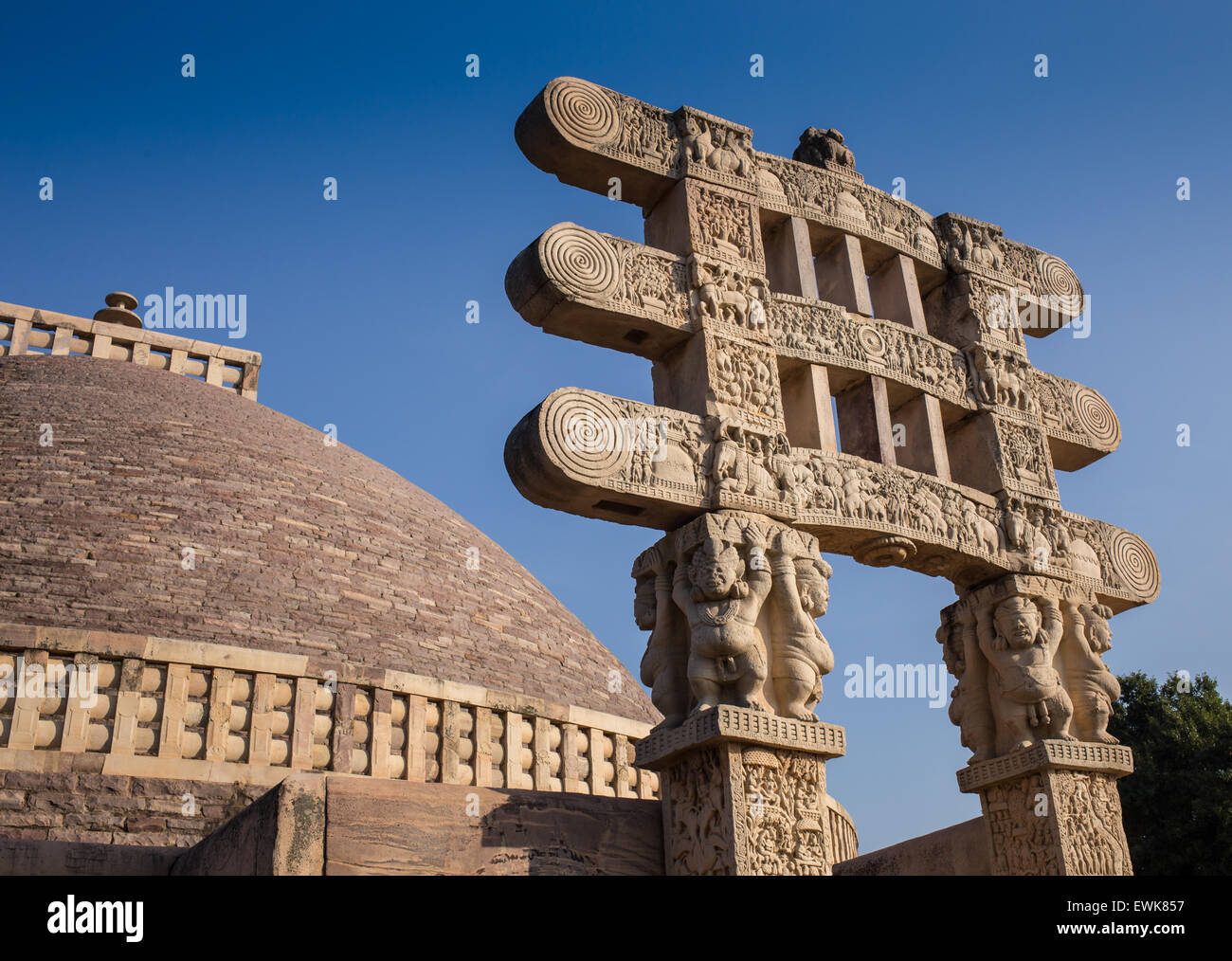 Ancient Great Stupa in Sanchi, in the India Stock Photo