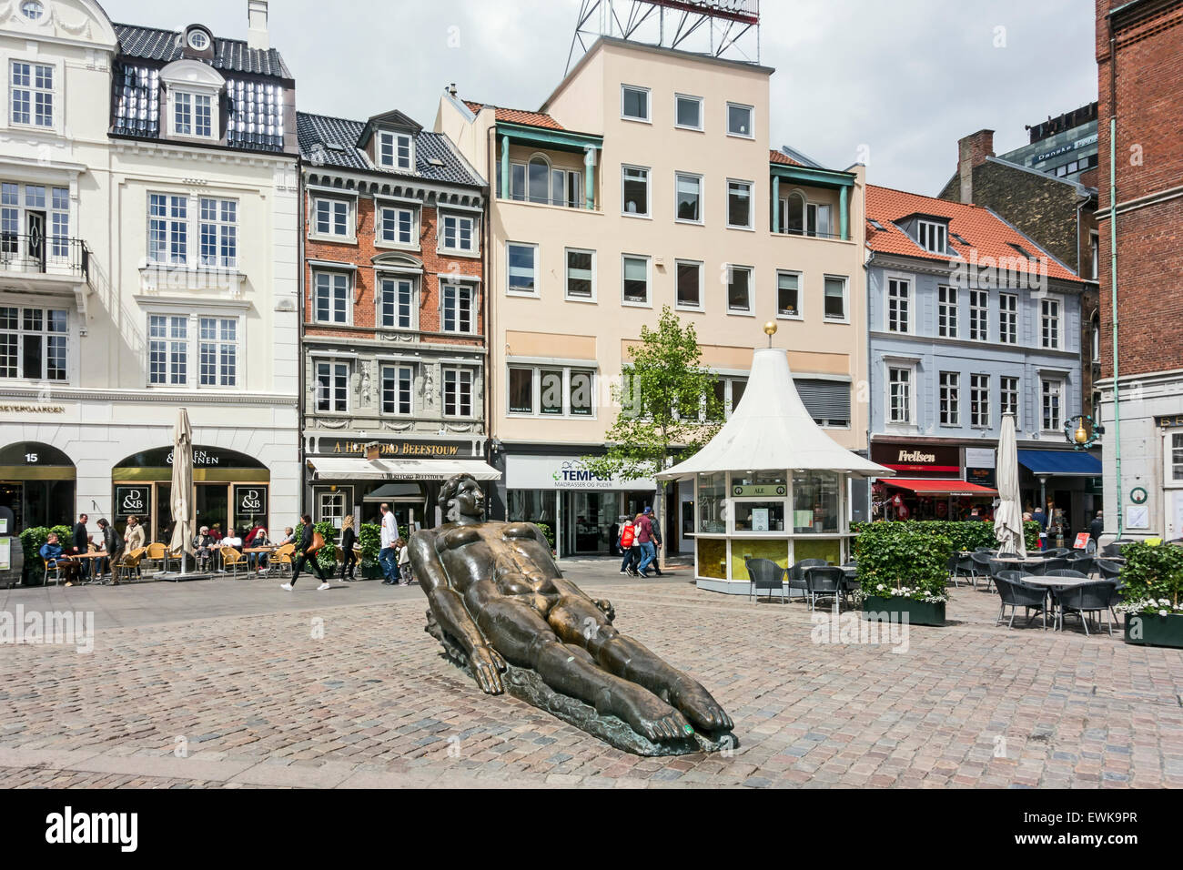Svend Wiig Hansen's Oceania bronze sculpture in Odense's town square Flakhaven  Odense Denmark Stock Photo