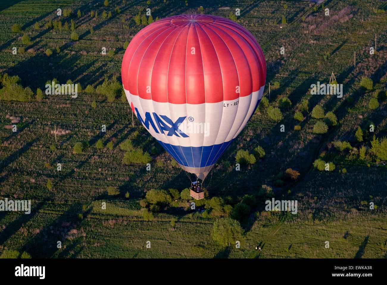 Hot air balloon bearing logo of RE/MAX an American international real  estate company over the suburbs of Vilnius the capital of Lithuania Stock  Photo - Alamy