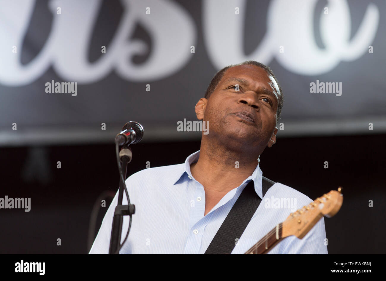 Jarvenpaa, Finland, 27th of June, 2015. The Robert Cray Band (USA) playing at Puistoblues aka Lake Side Blues Festival. With five Grammy Awards, 15 nominations, millions of record sales worldwide and thousands of sold out performances, rock blues icon Robert Cray is considered “one of the greatest guitarists of his generation. Credit:  Aija Lehtonen/17�Թ����� Live News Stock Photo