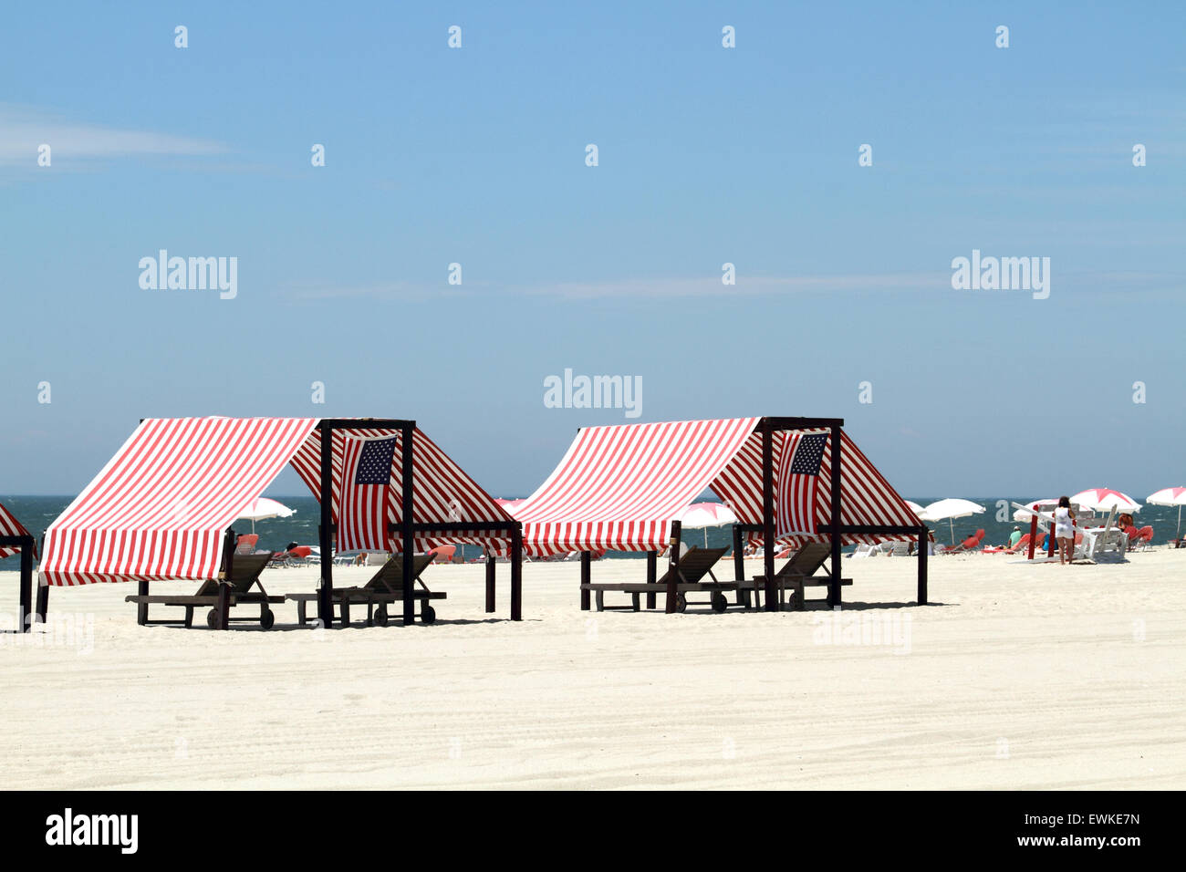 Cabanas on the beach in Cape May New Jersey, USA Stock Photo