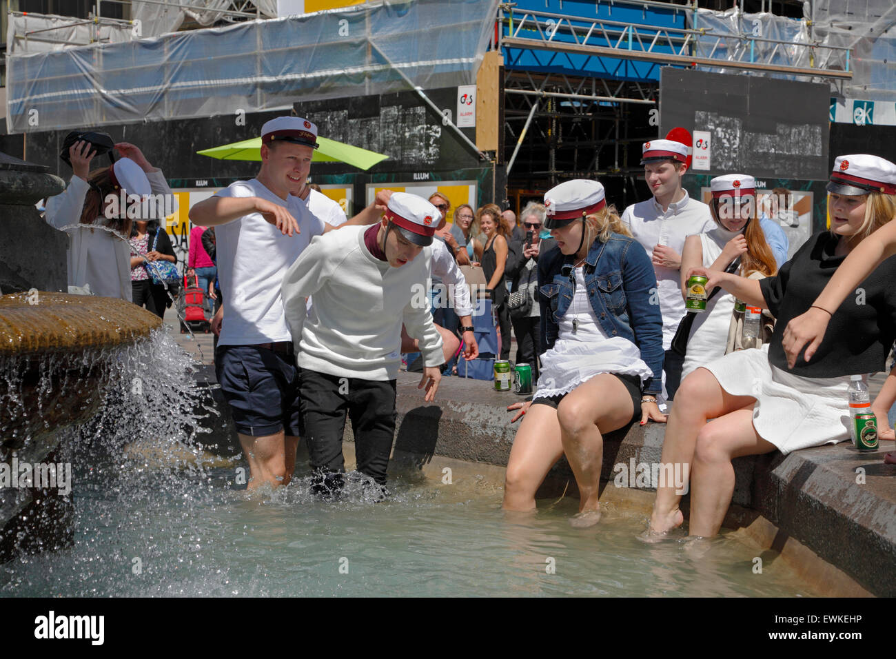 Danish students celebrate their high school graduation by doing the