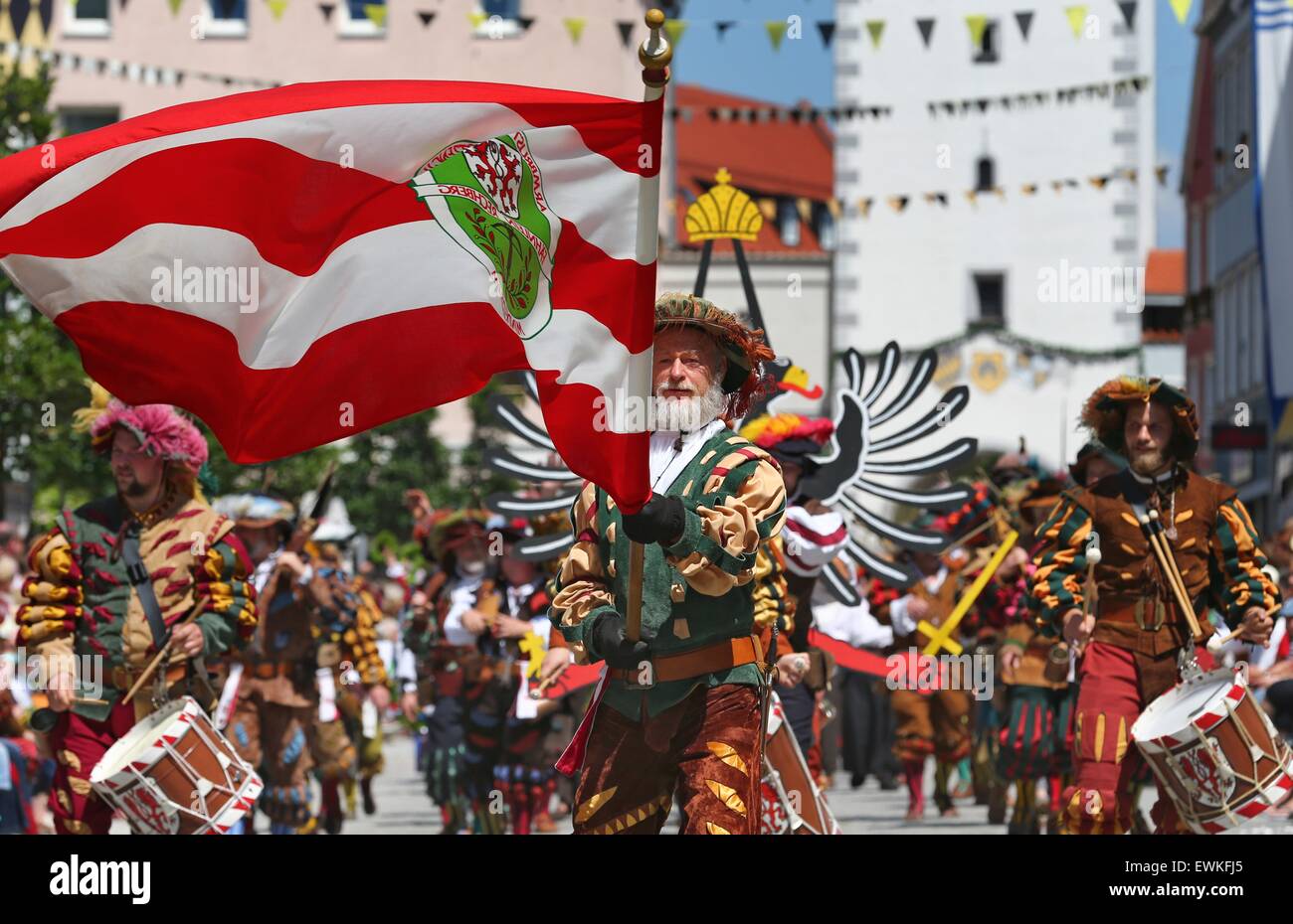 Participants in period costumes at the Frundsberg Festival walk through ...