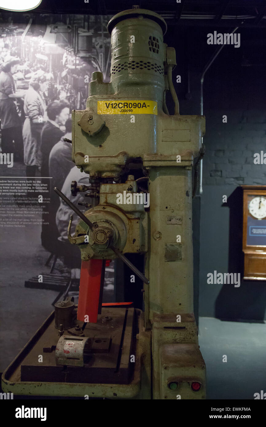 Old vintage lathe on display at Coventry Transport Museum Stock Photo Alamy