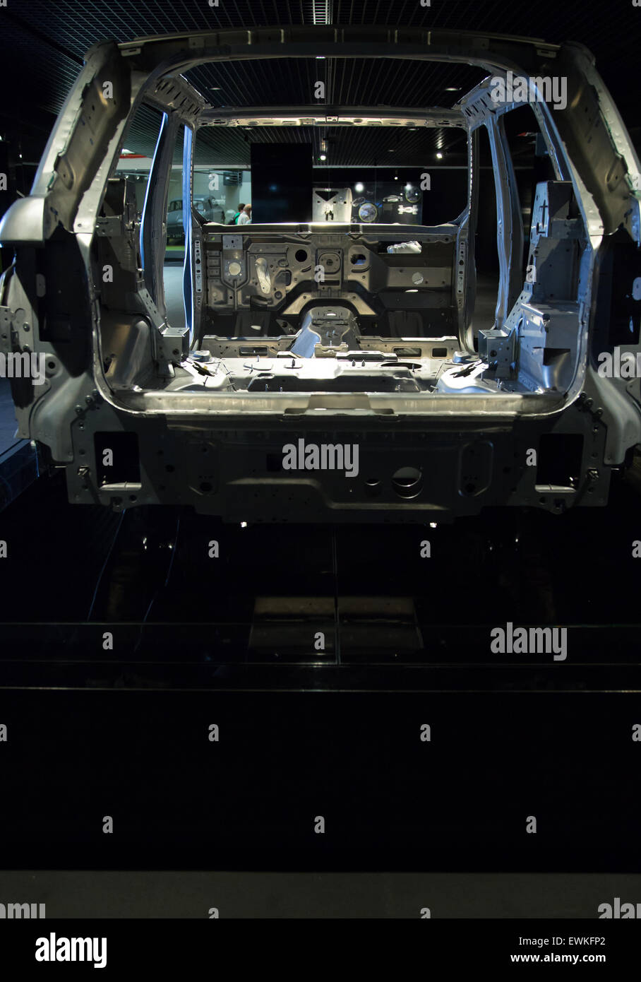 Car chassis on display at coventry transport museum Stock Photo Alamy