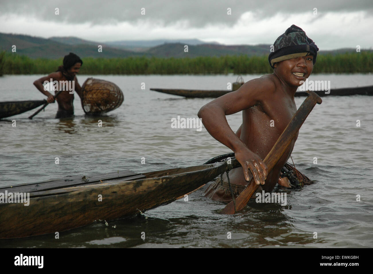 Young fishermen in Lac Alaotra, Madagascar Stock Photo - Alamy