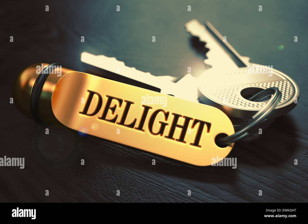 Delight Concept. Keys with Golden Keyring. Stock Photo
