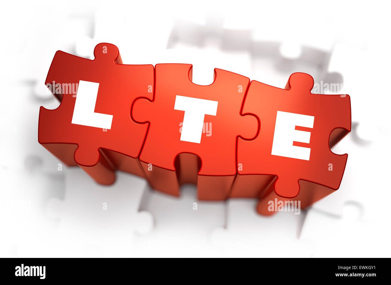 LTE - Text on Red Puzzles. Stock Photo