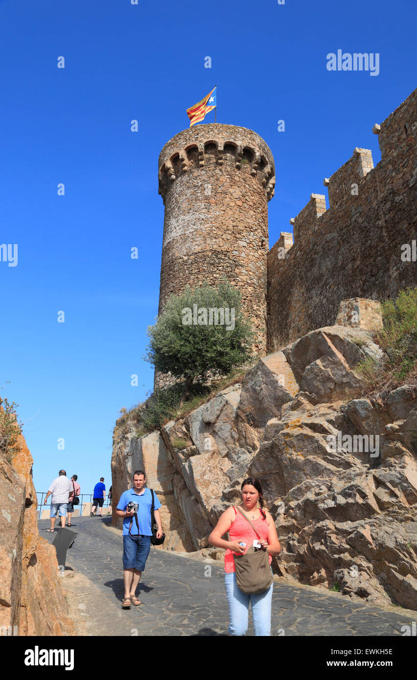 Tossa de Mar,  tower of  old town Costa Brava, Catalona, Spain, Europe Stock Photo