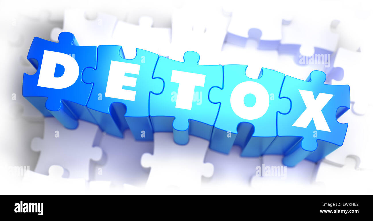 Detox - White Word on Blue Puzzles. Stock Photo