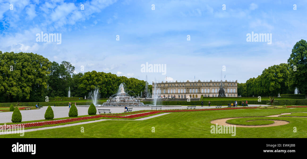 Herrenchiemsee Palace, palace gardens, Herreninsel, Chiemsee, Chiemgau, Upper Bavaria, Bavaria, Germany, Europe Stock Photo