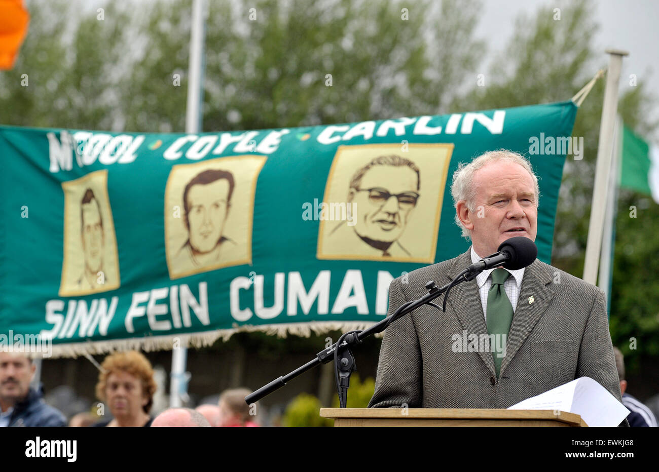 Londonderry, Northern Ireland. 28th June, 2015. Sinn Fein’s Martin McGuinness speaking at the annual Derry Republican Graves Association commemoration for IRA volunteers killed during the Northern Ireland conflict. Credit:  George Sweeney/Alamy Live News Stock Photo