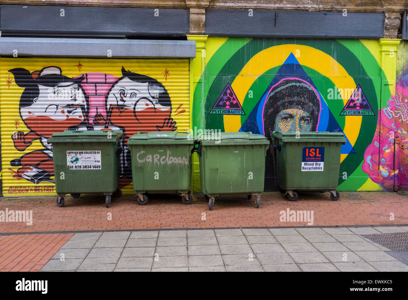Four commercial waste bins Stock Photo