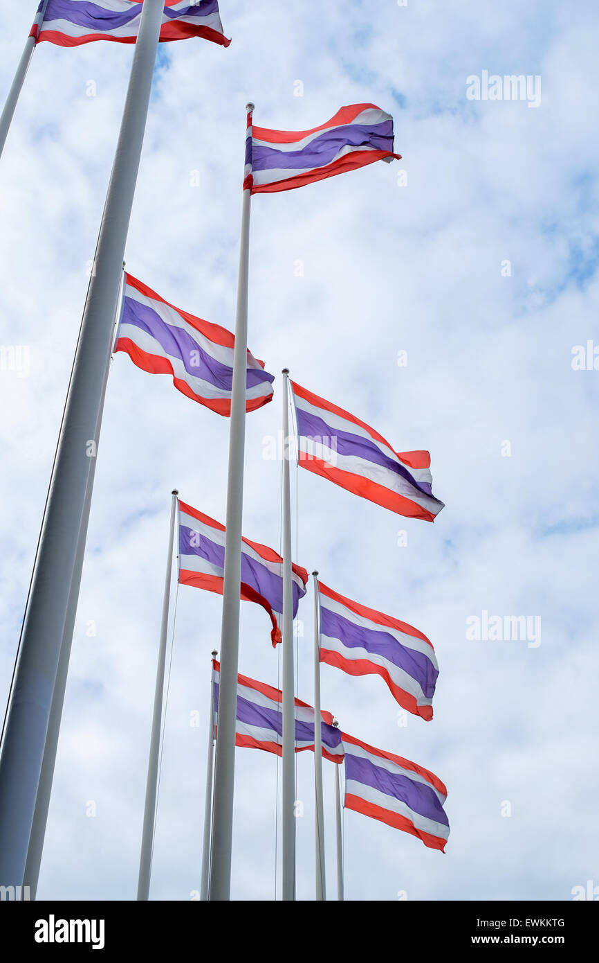 Group of Thai Flags Stock Photo