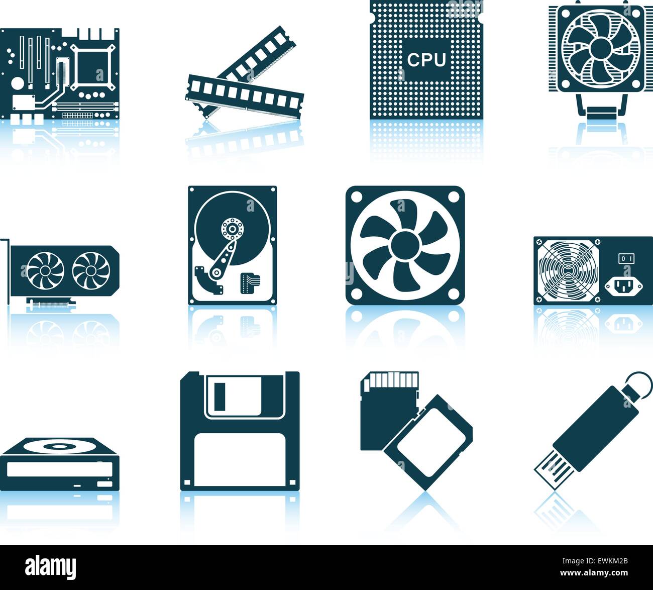 Set of computer hardware icons. EPS 10 vector illustration without ...