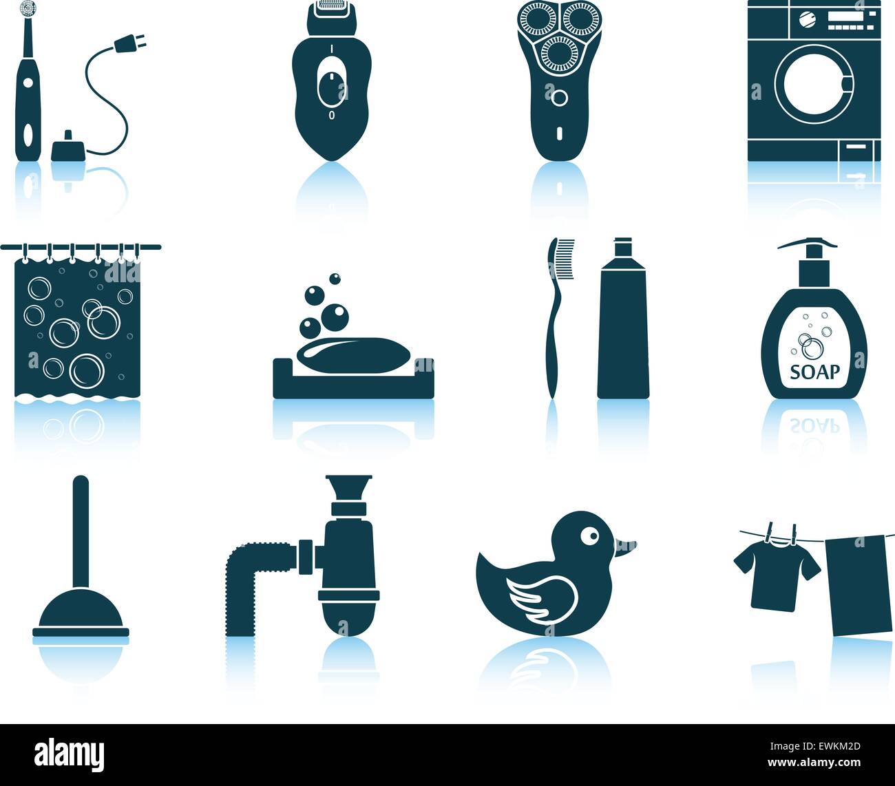 Set of bathroom icons. EPS 10 vector illustration without transparency ...