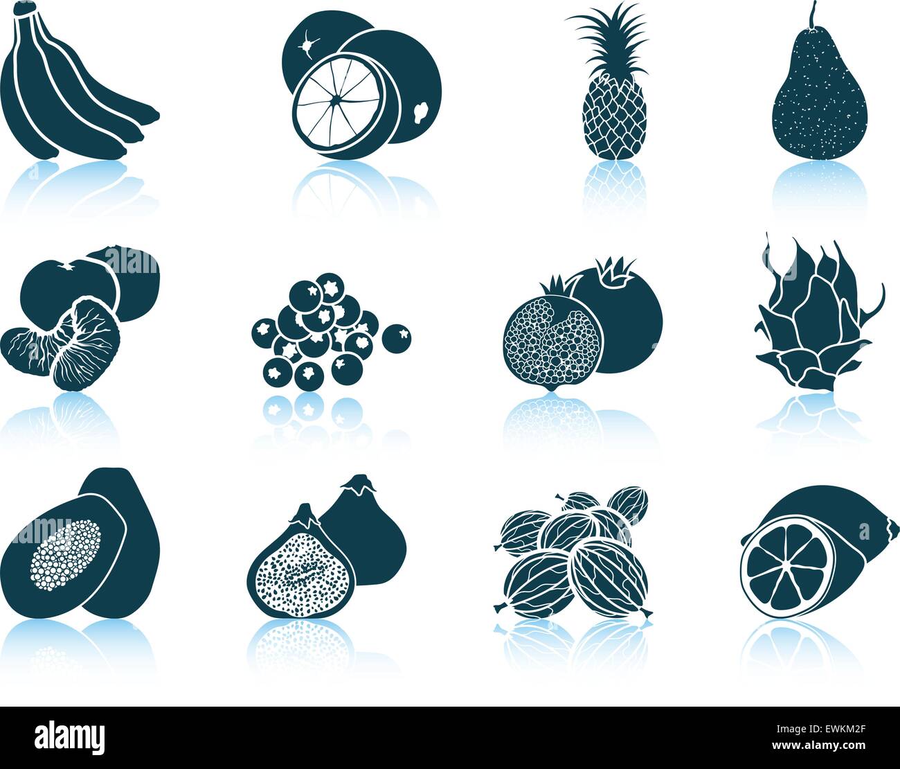 Set of fruit icons. EPS 10 vector illustration without transparency ...