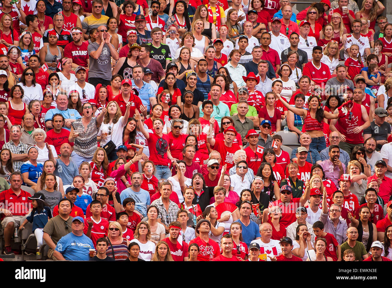 Vancouver, Canada. 27th June, 2015. Fans react to a call during the quarterfinal match between Canada and England at the FIFA Women's World Cup Canada 2015 at BC Place Stadium. England won the match 2-1. Credit:  Matt Jacques/Alamy Live News Stock Photo