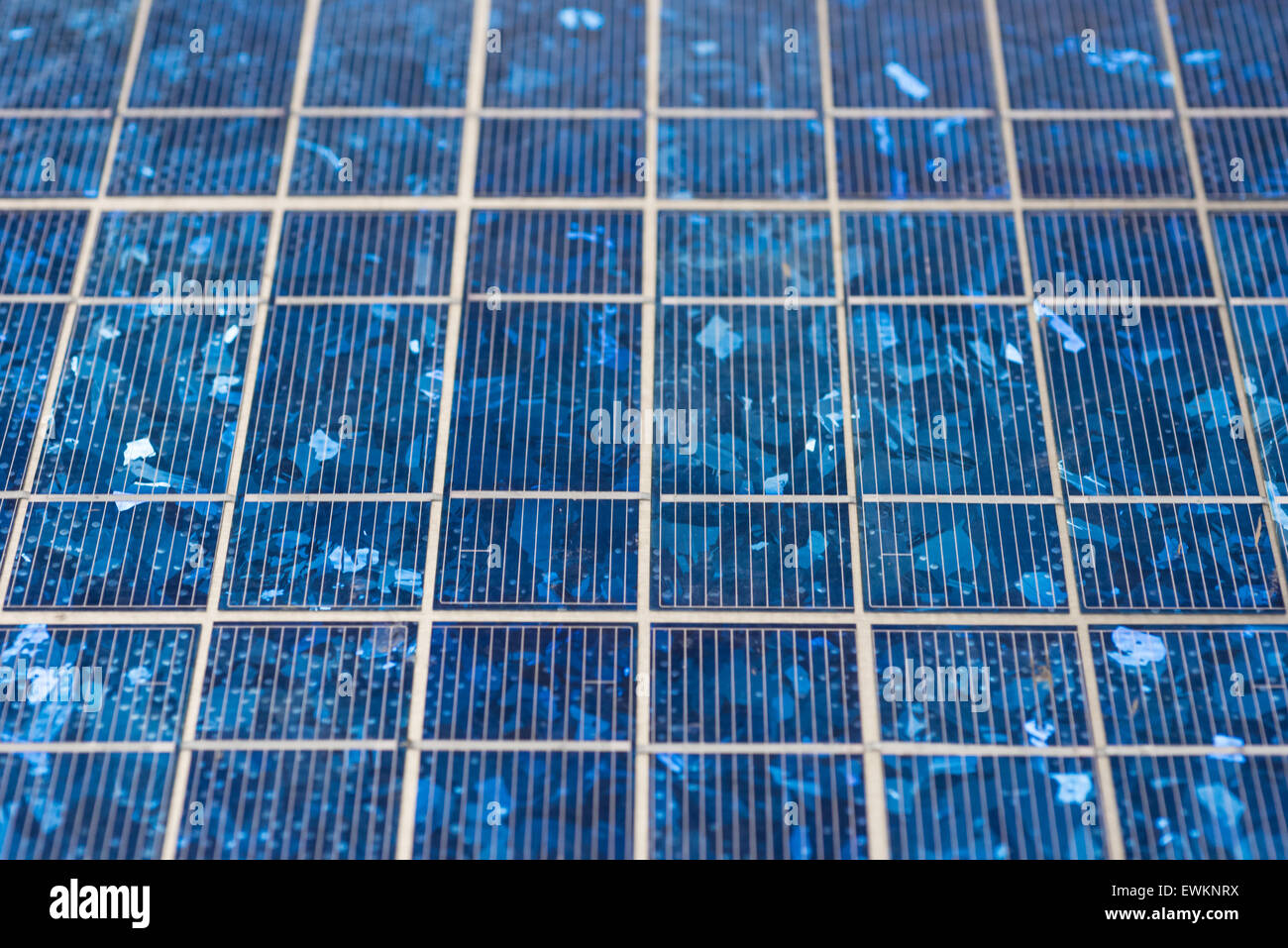 Abstract image of blue solar panels detail, to produce electricity from the sun Stock Photo