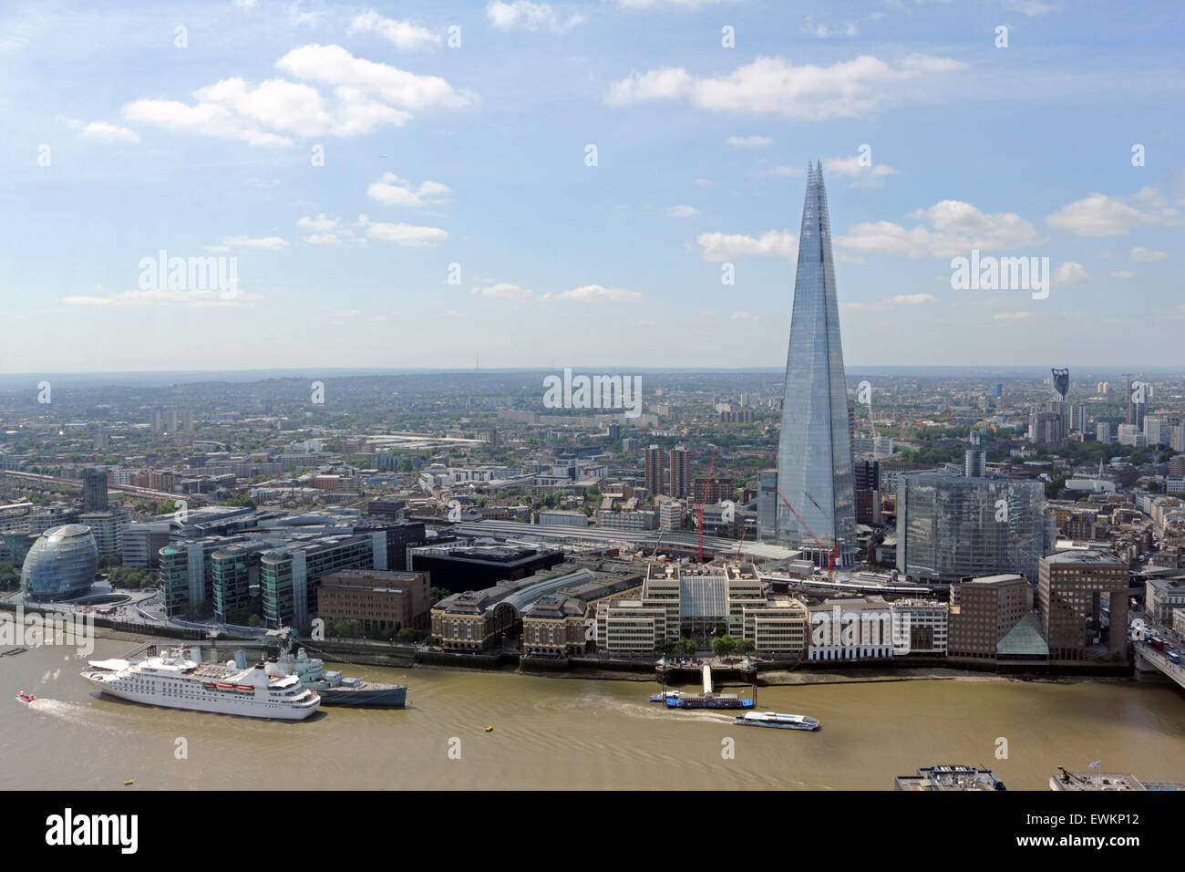 View of the Shard from The Sky Garden at the Walkie-Talkie building 20 Fenchurch Street, London, England, UK. Stock Photo