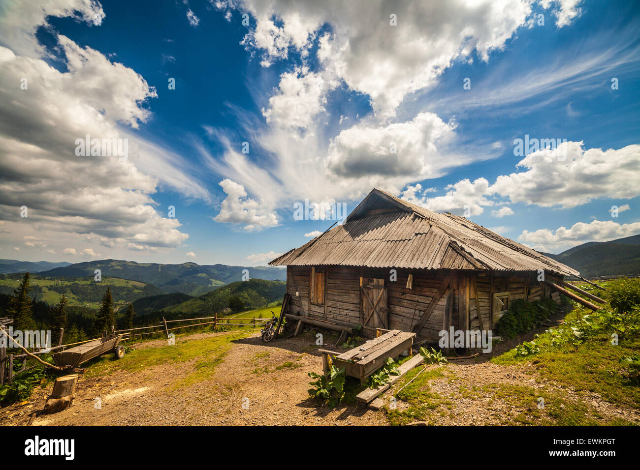 Old wooden traditional house in the mountains Stock Photo - Alamy
