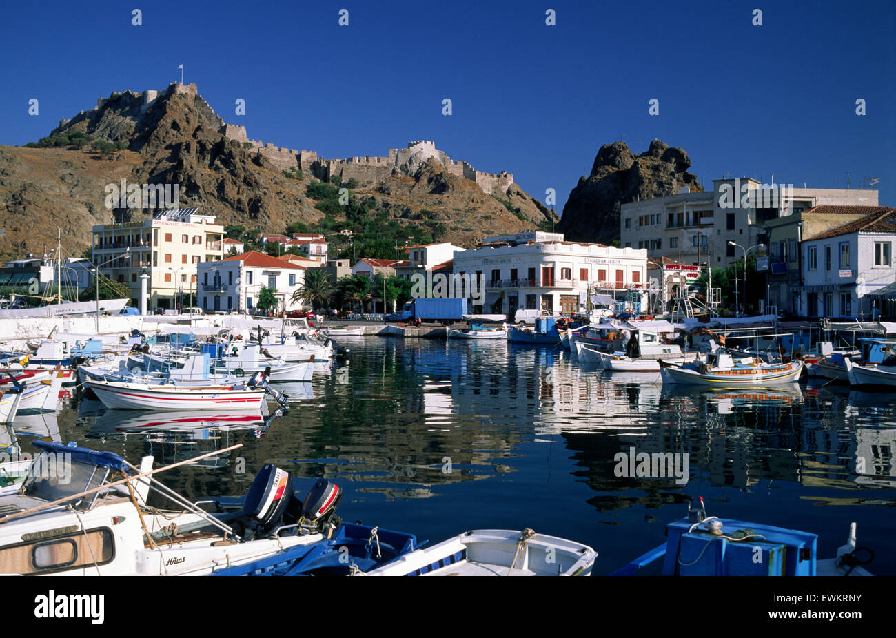 Greece, Northeastern Aegean Islands, Limnos, Myrina, port Stock Photo