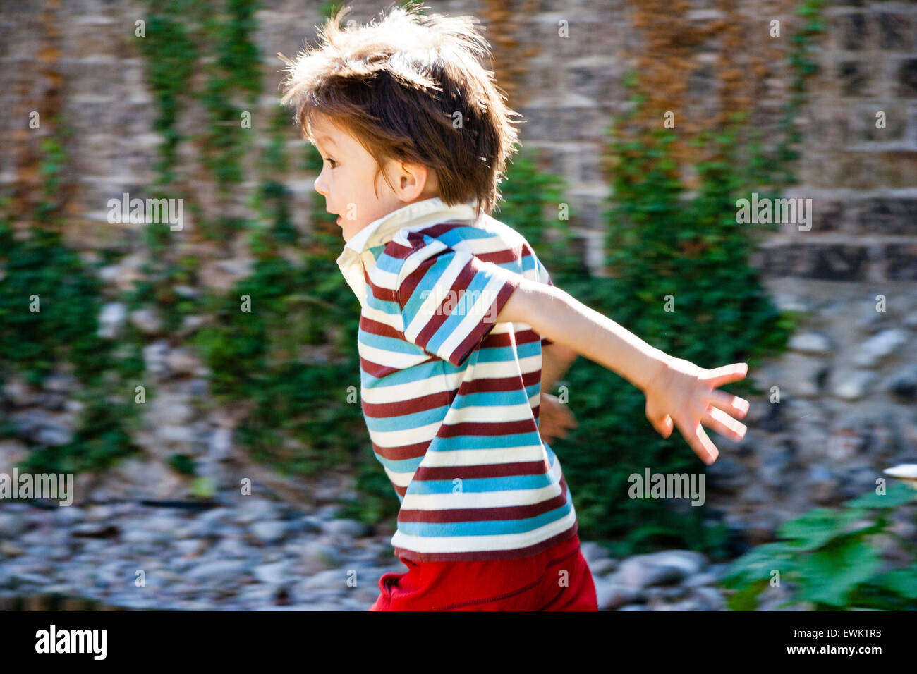 Caucasian Child Boy 4 5 Year Old Running In Garden Backlit By caucasian-child-boy-4-5-year-old-running-in-garden-backlit-by