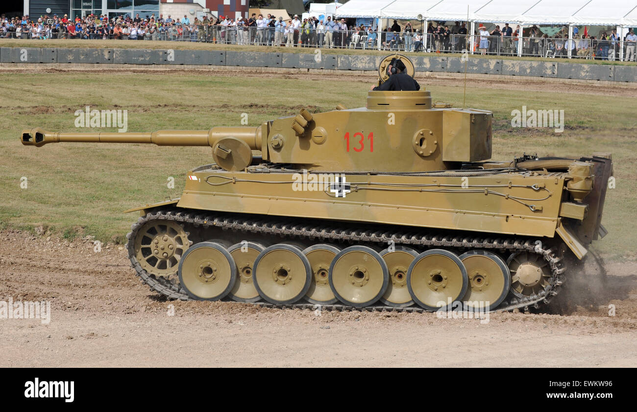 The only working and fully original German 'Tiger Tank' in the world. Tank Fest at Bovington in Dorset.  The two day event showing off armoured military vehicles drew sell-out crowds of over nearly 30,000 over the two days. The museum has the largest collection of working armour in the world from the period of World War I up to the present day and from nations all over the world.   Stock Photo