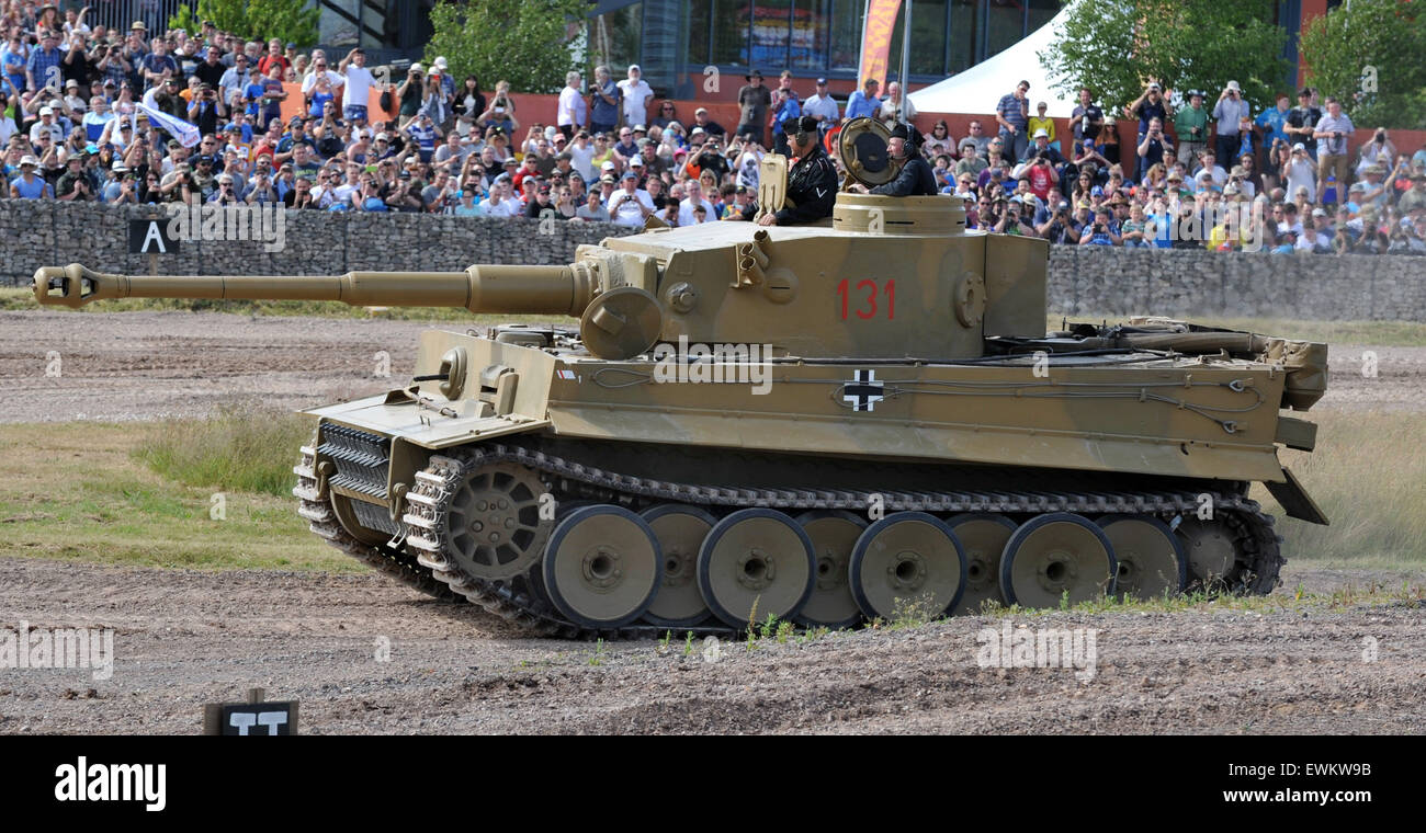 The only working and fully original German 'Tiger Tank' in the world. Tank Fest at Bovington in Dorset.  The two day event showing off armoured military vehicles drew sell-out crowds of over nearly 30,000 over the two days. The museum has the largest collection of working armour in the world from the period of World War I up to the present day and from nations all over the world.   Stock Photo