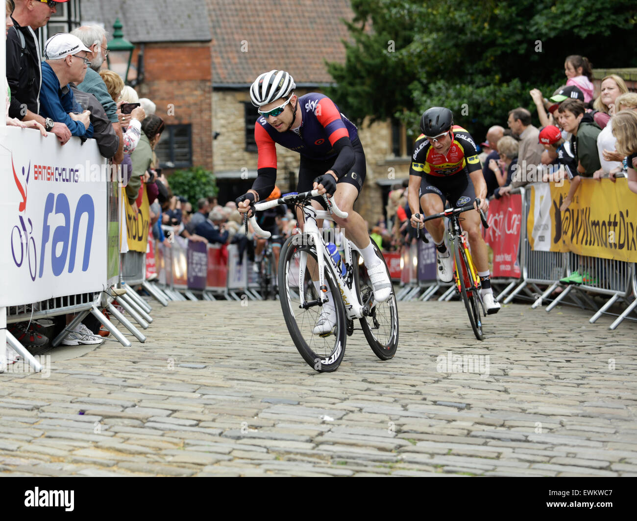 Mens National Road Race Championships 2015 - Owain Doull heading for a victory as U23 champion Stock Photo