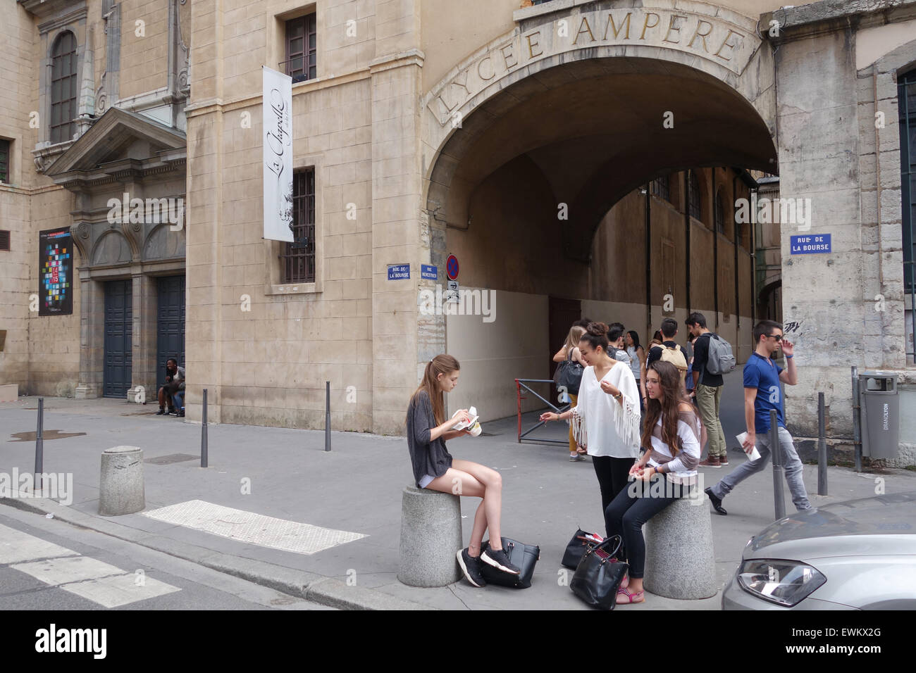 Students Pupils Oustide Lycee Ampere College In Lyon France Stock Photo Alamy