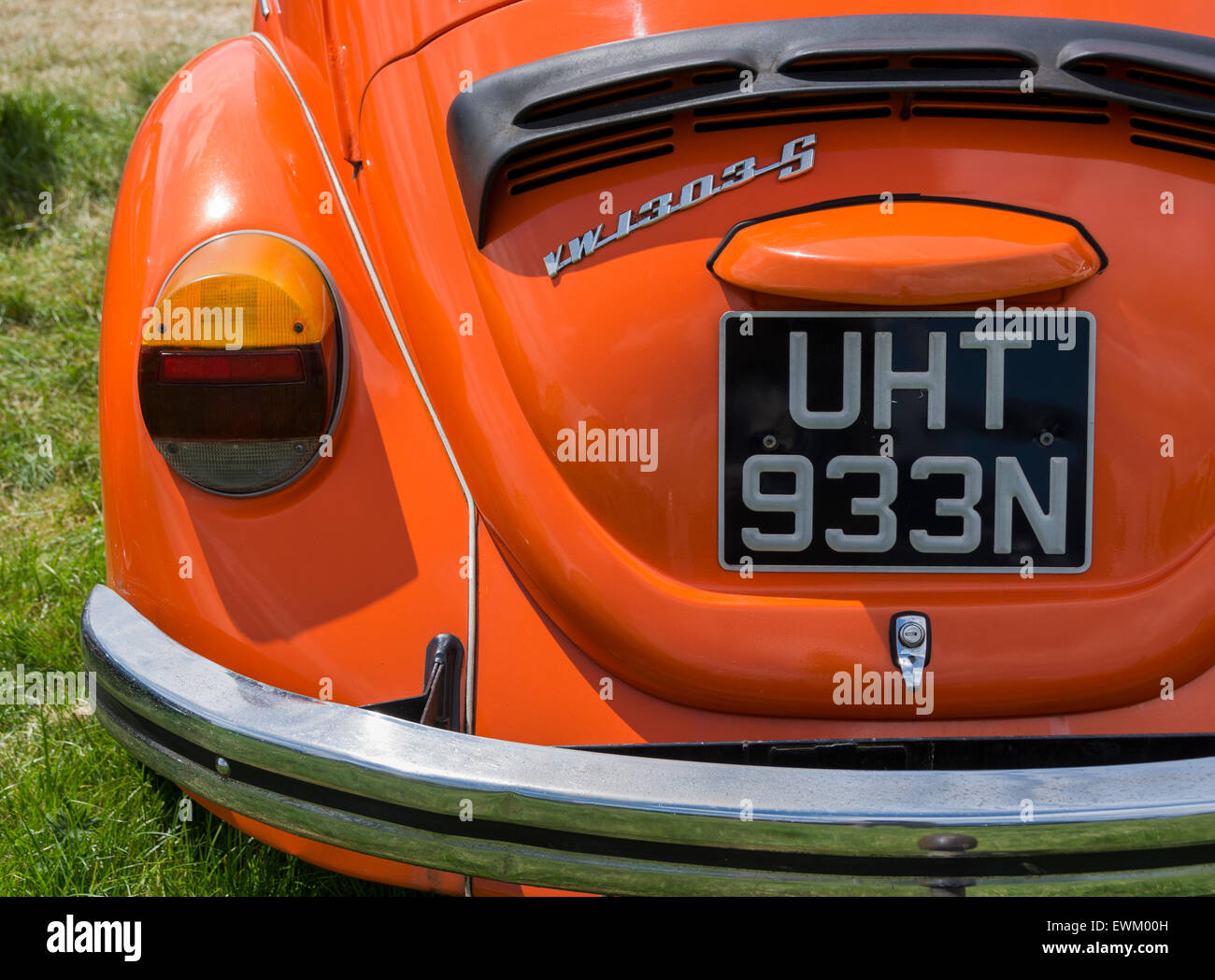 Classic orange Volkswagen Beetle at Volksfest Bristol. Stock Photo