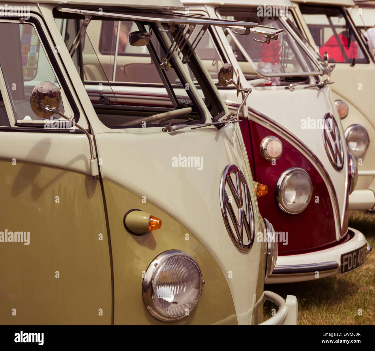 Classic Volkswagen camper vans lined up at Volksfest Bristol Stock Photo Alamy