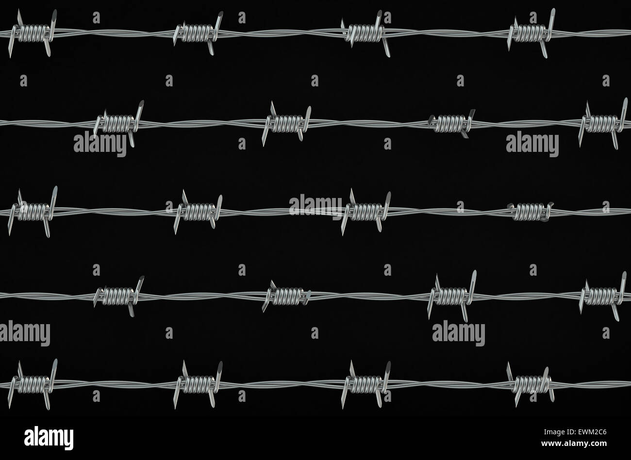 steel barbed wire on black  background Stock Photo