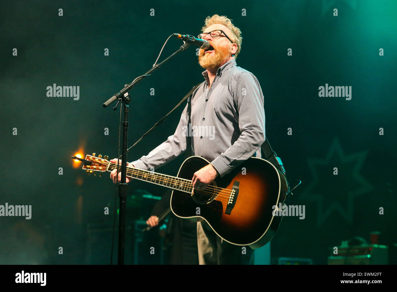 Raleigh, North Carolina, USA. 16th June, 2015. Music Artist FLOGGING MOLLY performs at the Red Hat Amphitheater in North Carolina. Flogging Molly is an American seven-piece Irish punk band from Los Angeles, California led by Irish vocalist Dave King, known for his work with Fastway. They are signed to their own record label, Borstal Beat Records. © Andy Martin Jr./ZUMA Wire/Alamy Live News Stock Photo