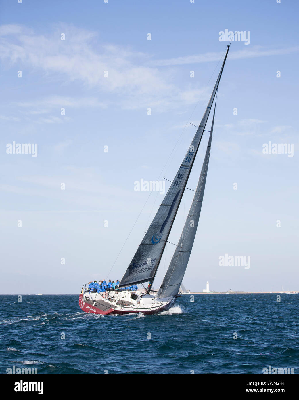 UK. 27th June, 2015. Farr 45 yacht GBR 54R 'Toe in the Water Too' participating in the 2015 Round the Island Race Credit:  Niall Ferguson/Alamy Live News Stock Photo