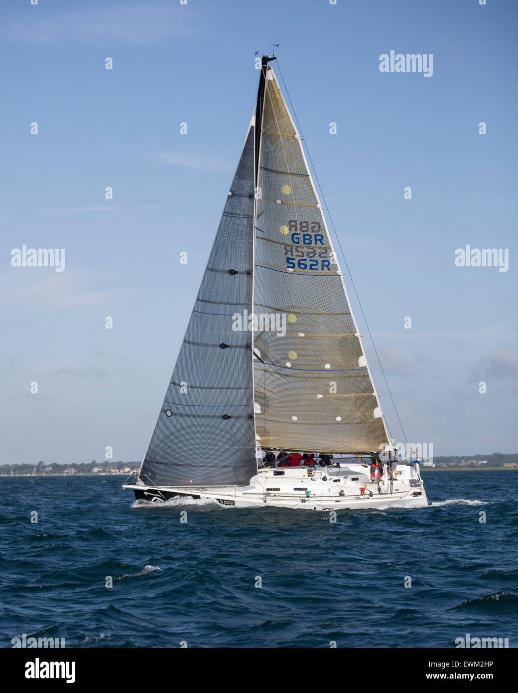 UK. 27th June, 2015. YAcht GBR 562R taking part in the 2015 Round the Island Race Credit:  Niall Ferguson/Alamy Live News Stock Photo