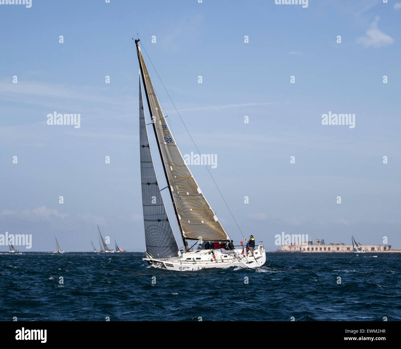 UK. 27th June, 2015. GBR 562R taking part in the 2015 Round the Island Race Credit:  Niall Ferguson/Alamy Live News Stock Photo
