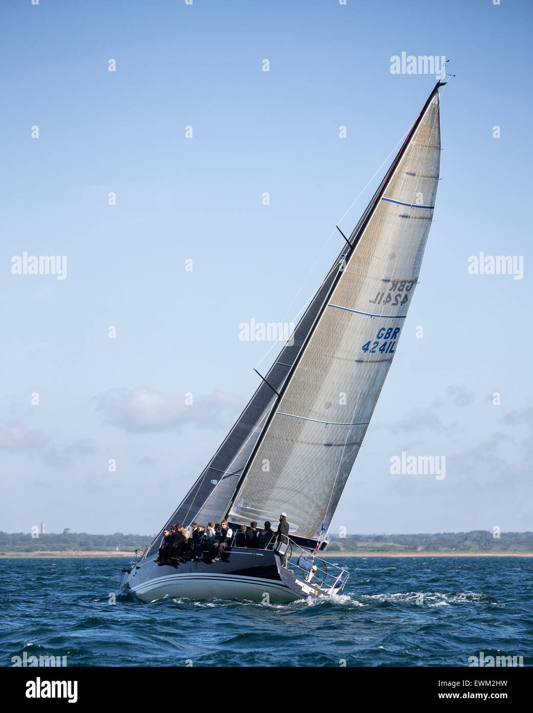 UK. 27th June, 2015. Swan 42 Club GBR 4241L 'Maverick 5' taking part in the 2015 Round the Island Race Credit:  Niall Ferguson/Alamy Live News Stock Photo
