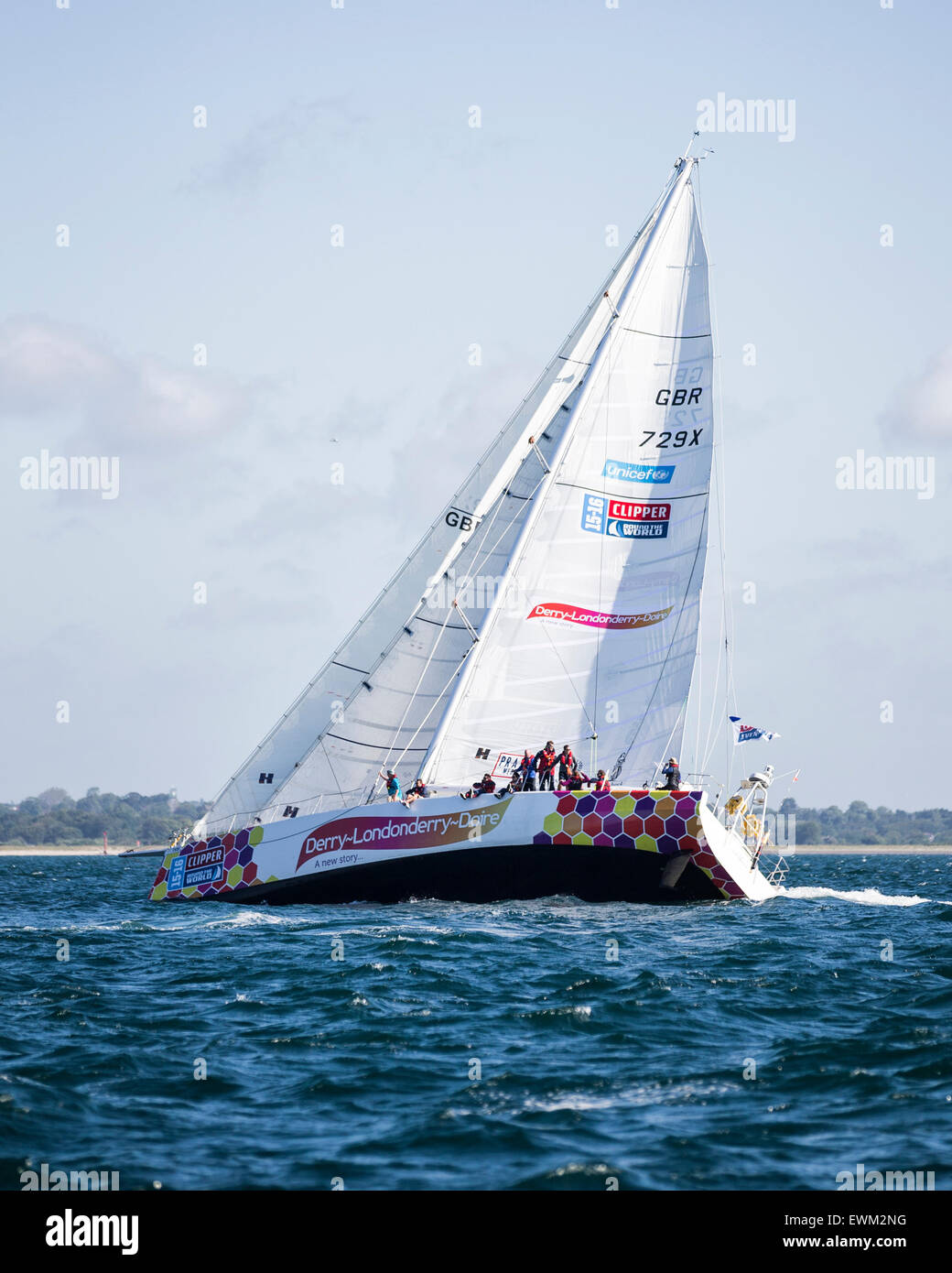 UK. 27th June, 2015. GBR 729X, a former Round the World Race participant, in the 2015 Round the Island Race Credit:  Niall Ferguson/Alamy Live News Stock Photo