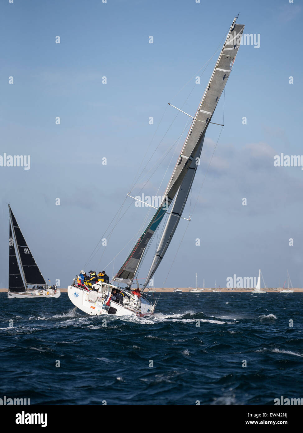 UK. 27th June, 2015. Gibsea 96 'Les Arcs' taking part in the 2015 Round the Island Yacht Race Credit:  Niall Ferguson/Alamy Live News Stock Photo