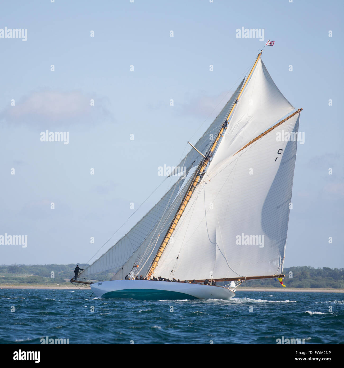 UK. 27th June, 2015. One of the classic old racing yachts that also took part in the 2015 Round the Island Race Credit:  Niall Ferguson/Alamy Live News Stock Photo