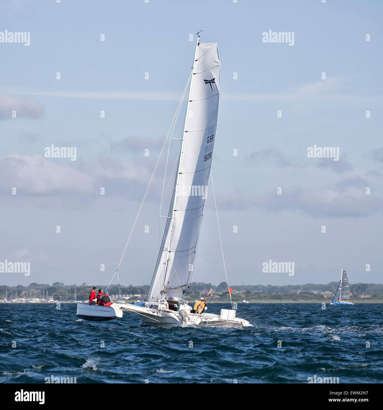 UK. 27th June, 2015. Dragonfly 920 Extreme multihull GBR 160M 'Wandering Glider' in the 2015 Round the Island Race Credit:  Niall Ferguson/Alamy Live News Stock Photo